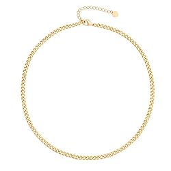 Aobei Pearl 4mm Cuban Chain Link Necklace 18k Gold