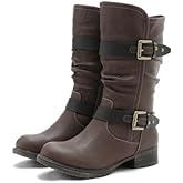 GLOBALWIN Women's Mid Calf Comfortable Fashion Dress Boots For Women Low Heel With Zipper