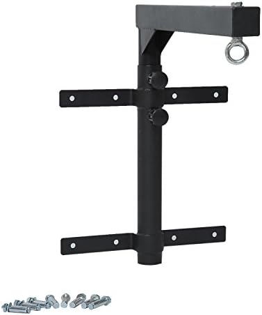 Globe House Products GHP Black Steel Frame Adjustable Height Wall Mount Boxing Punching Bag Hanger