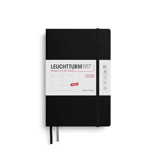 LEUCHTTURM1917 372714 Weekly Planner Paperback (B6+) 2026, 12 Months, Black, English