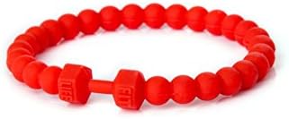 Mix Color Fitness Life Dumbbell Stretch Rubber Bead Bracelet Fit All Men&amp;Women (6.5, red)