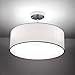 Ceiling Light, Semi-Flush Mount Modern Fabric Pendant Light Shade, Large White Drum Lampshade, Round Pendant Lamp, Lamps for bedrooms, Flush Chrome Matt, 3 Bulbs