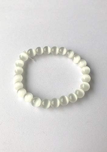 Selenite Beaded Round Bracelet Crystal Fashion Accessory Men Women Gift Handcrafted, Silver - Image 4