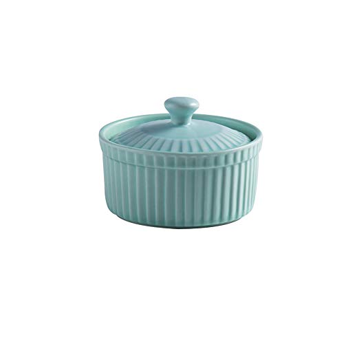 Mary Paxton Ceramic Covered Baking Bowl,3.5"Porcelain Ramekins Souffle Cake Bowl With Lid Dishes Pudding Cup For Baking Appliances Creme Brulee Custard Cups Desserts Sauce Dishes Dipping Bowls(Green) - Thumbnail 6
