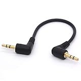 Short 3.5mm Right Angle Cable, Gold Plated 90 Degree 3.5 Male to Male Audio Stereo Jack Plug Car Aux 3-Pole TRS