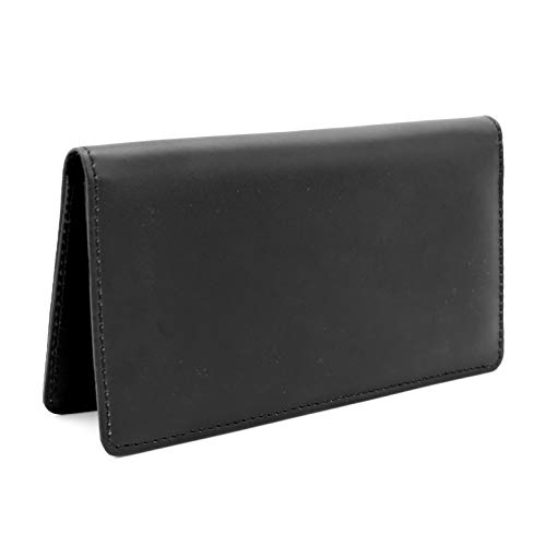 Black Smooth Leather Checkbook Cover for Top Tear Personal Checks