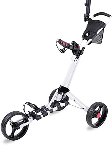 TUHFG Golf Push Cart 3 Wheel Push Pull Golf CART – Two Step Open/Close – Smallest Folding Lightweight Golf CART in The World for Golf Bag Outdoor Golf Sport Training (Color : Silver)