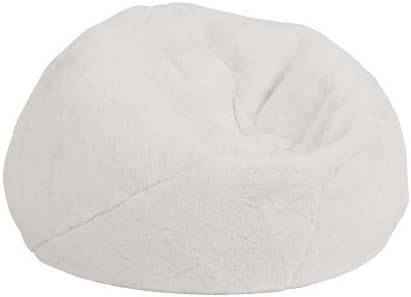 Delacora DG-Bean-Small-Fur-WH-GG FF-DG-Bean-Small-Fur-GG Kid and Teen Small Furry Bean Bag Chair with Zipper Closure
