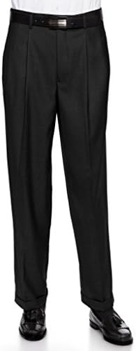 Giovanni Uomo Mens Pleate Front Traditional Fit Dress Pant  Black 31 Short