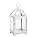 Hosley 12 Inch High Clear Glass and Iron WHITE Color Classic Style Lantern Ideal Gift for Weddings Bridals Special Occasions Parties Aromatherapy and Spa Settings O4