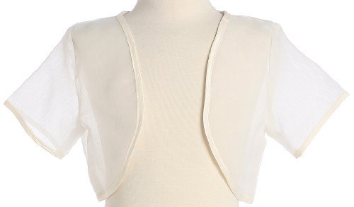 Girl's Ivory Sheer Organza Bolero Jacket - Size L (12-14)