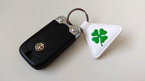 Quadrifolio verde Alfa Romeo keyring key ring fob chain/only key ring not the key case white leather GREEN CLOVERLEAF 159 Brera 4C Giulia Stelvio MiTo Giulietta