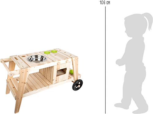 small foot Matschküche aus massivem und witterungsbeständigem Holz für Kinder ab 3, Outdoorküche mit Rädern, 11665 104 x… – Bild 7