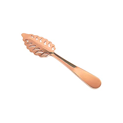 Rose Gold Absinthe Spoon Leaf Shaped Stainless Steel by MUGLIO