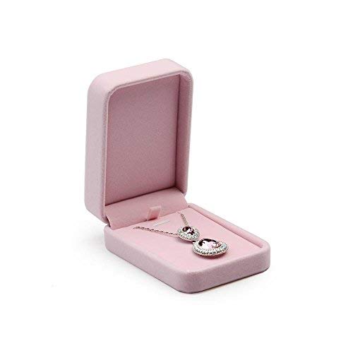 Oirlv Velvet Necklace Box Pendant Gift Box Pink Necklace Display Case for Birthday Engagement Wedding Christmas(Pendant Box)