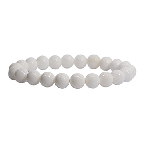 Natural tridacna shell gemstone 8mm round beads stretch…