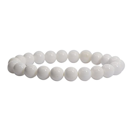 Natural Tridacna shell Gemstone 8mm Round Beads Stretch Bracelet 7