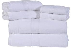 HILLFAIR Premium 600 GSM 6 Piece Towel Set- 2 Bath Towels, 2 Hand Towels & 2 Washcloth - White Cotton Bath Towels -Machine Washable, Hotel Quality Towels,Super Soft & Highly Absorbent Cotton Towels