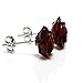 925 Sterling Silver Stud Earrings Rose with Cherry Genuine Natural Baltic Amber