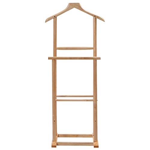 USA_BEST_SELLER Men's Valet Executive Coat Clothes Stand Rack Hanger Functional Double Suit Shelf (Oak)