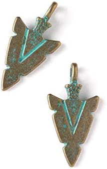 Cherry Blossom Beads Pewter Charm / Pendant -Green Bronze Patina