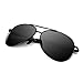 Polarized Aviator Sunglasses for Men - goudi Metal Frame driving UV 400 Protection Mens Women Mirror Sunglasses 8002 (Black)