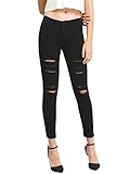 SweatyRocks Women's Casual Cotton Ripped Skinny Jeans Distressed Denim Pants