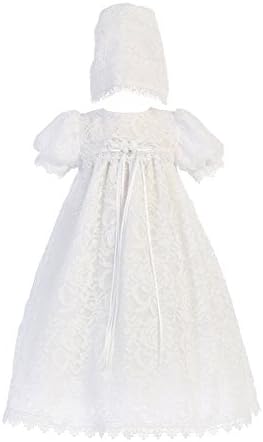 Girls Lace Overall Christening Baptism Dress White 6-12 Months