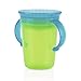 Nuby Plastic 1pk No Spill 2-Handle 360 Degree Wonder Cup - Colors May Vary, Red/Green/Pink/Aqua/Purple/Orange