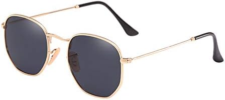 Sunglasses Vintage Luxury Designer Men Hexagonal Sunglasses Women Polarized Mirror Shades Sun Glasses Female Golden Gray