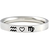 Zodiacs Love Stainless Steel Ring, Custom Astrology Zodiac Gift, Capricorn Aquarius Pisces Aries Taurus Gemini Cancer Leo Virgo Libra Scorpio Sagittarius, Couples Valentines Personalized Birthday Gift
