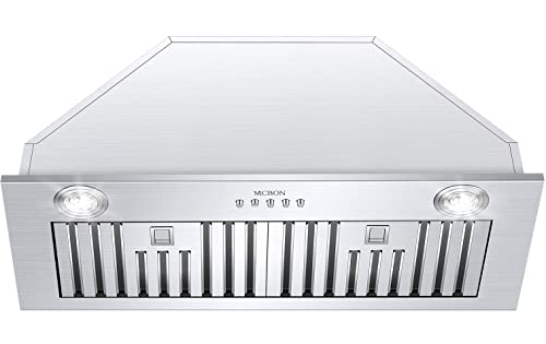 MCBON Range Hood Insert 36 Inch, 680 CFM Range Hood Insert, 3-Speed Insert Range Hood, Ducted/Ductless Convertion Vent Hood Insert, Stainless Stless Range Hood, Built In Kitchen Hood, IE71-36-1