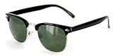 Retro Sun Sunglasses with Vintage Frames and Dark Tint for Modern, Stylish Men and Women (Black/Chrome w/ Green Lens)