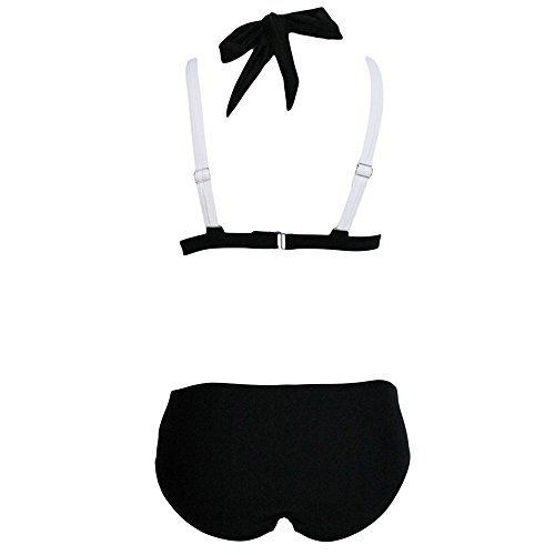 â™¡ Londony â™¡ Women's Tie Side Bottom Triangle Bikini Swimsuits Stripe Printing Padded Push up 2 Piece Bikini Sets Black