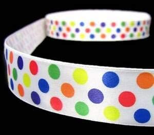 5 Yds Primary Color Polka Dot Red Blue Green Yellow Orange Satin Ribbon 7/8"W Florist, Flowers, Arts & Crafts Gift Wrapping