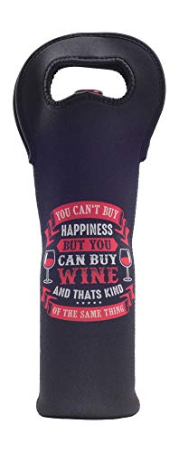 Wine Tote Carrier Bag from Made Easy Kit Neoprene Champagne Bottle Protective Travel or Gift Bag -Set of 3 (Funny Wine Lines (Black))