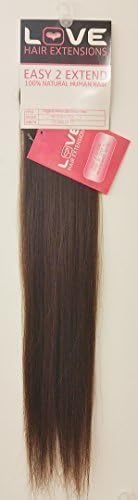Love Hair Extensions Easy-2-Extend Afro-Relaxed Straight Human Hair Clip In Extensions 18" Long In 4B Tobacco Brown (2 Pack)