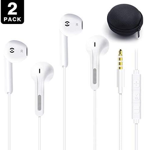 VOCC Premium Earphones/Headphones/Earbuds with Stereo Microphone Remote Control for iPhone 6S/6/6S Plus/6 Plus, iPhone SE/5S/5C/5, iPad/iPod Nano 7/iPod Touch (2Pack white)