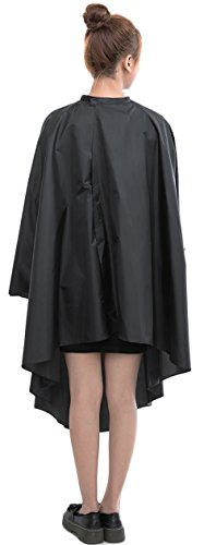 Maximum Cover Salon Hair Cutting Cape, Black Salon Gown with Half Sleeves, 50" x 59" , 5.7 Ounces