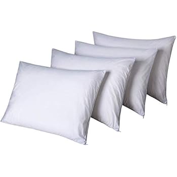 4 Pack Pillow Protectors King 20x36 Inches White Cases Covers Zippered Set White Soft Brushed Microfiber Reduces Respiratory Irritation Physical Threapy Clinics Hotels (4 Pack King)