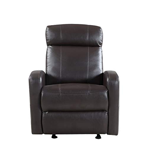 image for Casa Andrea Milano Brown Faux Leather Rocking Recliner Lounge Chair - 