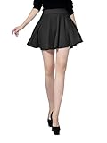 V28® Women Girls Stretch Waist Flared Plain Pleated Casual Mini Skater Skirt