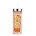 Kodrine 20oz Glass Tumbler with Straw and Lid Reusable Ice Coffee Cup- BPA Free Pink