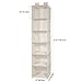 MaidMAX 6 Shelf Hanging Closet Organizer Storage Collapsible Hanging Closet Shelves Hanging Organizer for Closet with 2 Widen Straps, Foldable, Beige, 51.5 Inches High