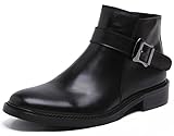 Santimon Dress Ankle Leather Boots Mens Buckle Monk