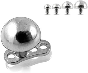 Buy 1 Get 5 !!! G23 Grade Titanium Base with 5 Pieces Changeable 316L Surgical Steel Top Dermal Half Ball in All Size As Shown.
