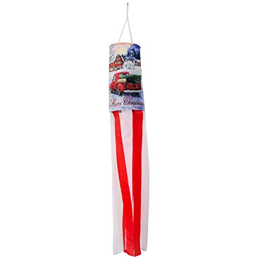 PINCHUANG 40 Inch Christmas Windsock Flag, Winter Windsock Outdoor Hanging Decoration for Front Yard Patio Lawn Garden Party Decor (StyleA (1 Pack))
