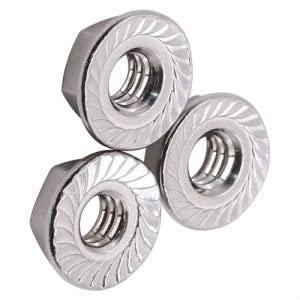 Glvaner M10-1.5 Thread Size (16 pcs) Stainless Steel Serrated Flange Hex Locknuts Nuts 304 Stainless Steel 18-8 Full Thread Coarse Thread UNC, DIN6923
