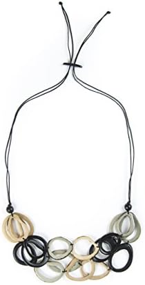 Tagua Nut, Fair Trade, Eco-Friendly, Sustainable, Handmade, Adjustable Besos Necklace (Onyx Combo)
