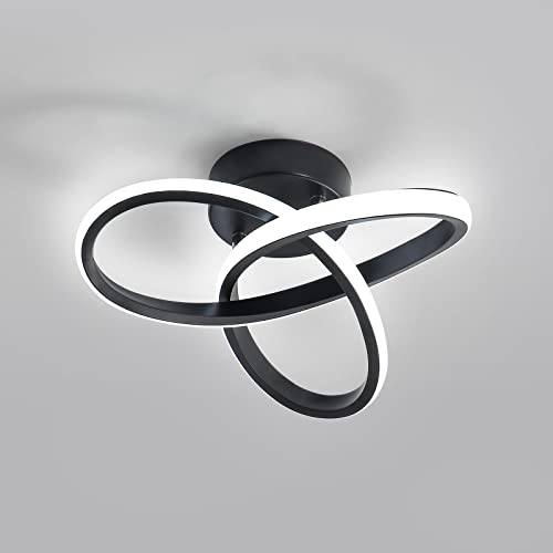 Goeco Plafonnier LED Moderne, Lampe Plafond 20W 2200LM, Luminaire Plafonnier Noir pour Chambre Couloir Balcon Salle de bain, Diamètre 25cm, Dimmable 3000K / 4500K / 6500K